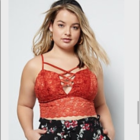 Rue21 Other - Rue 21 Lace Lattice Burnt Orange Longline Bralette